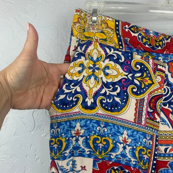 Haute Hippie Wide Leg Pants Womens Small Beige Blue Red Boho Print Pull On - Picture 3 of 8